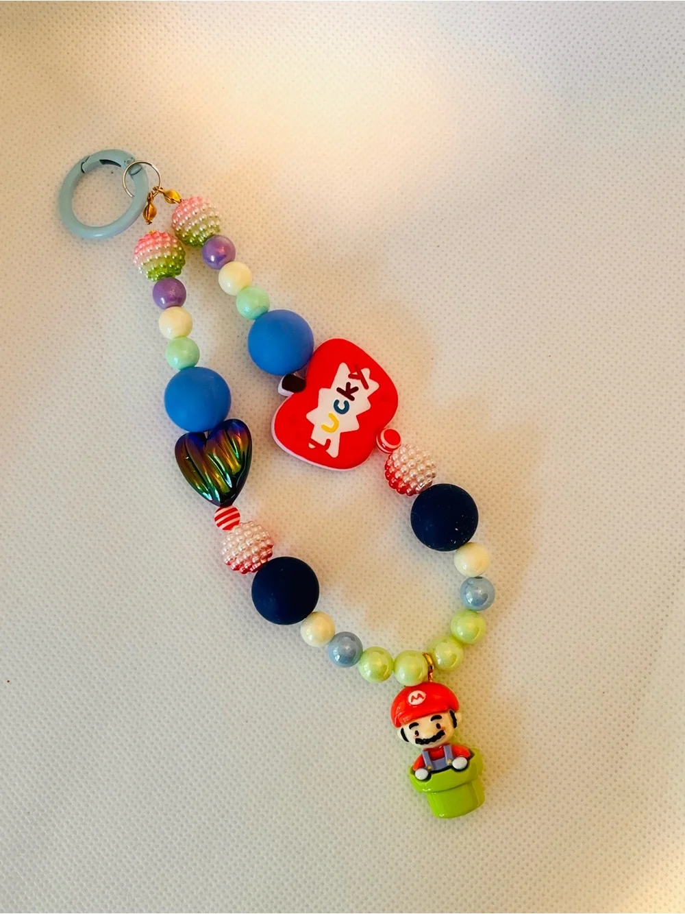 Kawaii Beaded Cell Phone Charm Strap - Handmade Super Mario